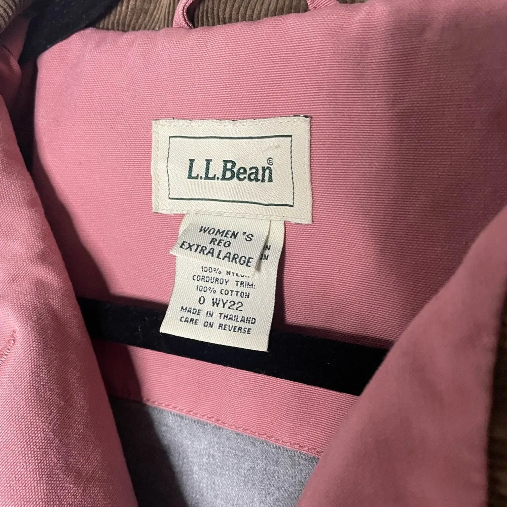 LL Bean Womens Barn Coat Flannel Lined XL Pink Brown Corduroy Trim Chore Field - Picture 4 of 9